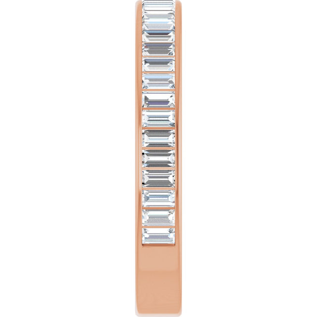 14K Gold Straight Baguette Lab-Grown Diamond Channel-Set Anniversary Band – 3x1.5 mm Stones - Rose Gold - view 4