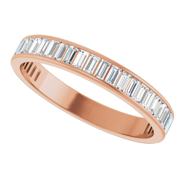 14K Gold Straight Baguette Lab-Grown Diamond Channel-Set Anniversary Band – 3x1.5 mm Stones - Rose Gold - view 5