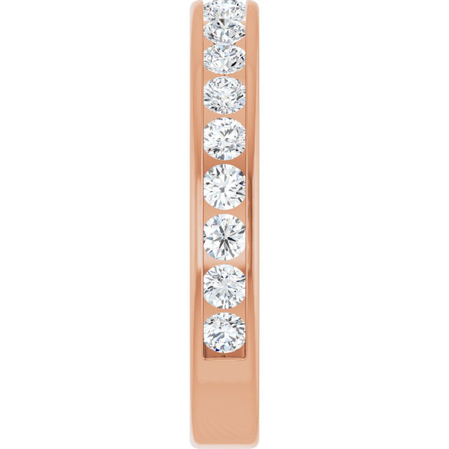 14K Gold Round Natural Diamond Channel-Set Anniversary Band – 2 mm Stones - Rose Gold - view 4