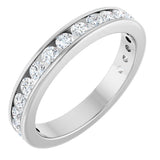14K Gold Round Natural Diamond Channel-Set Anniversary Band – 2 mm Stones - White Gold