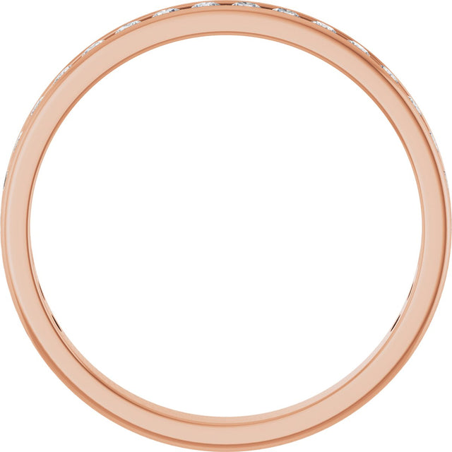 14K Gold Round Lab-Grown Diamond Channel-Set Anniversary Band – 2.25 mm Stones (1 CTW) - Rose Gold - view 2