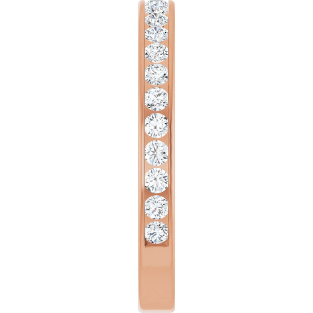 14K Gold Round Natural Diamond Channel-Set Anniversary Band – 2.25 mm Stones (1 CTW) - Rose Gold - view 4