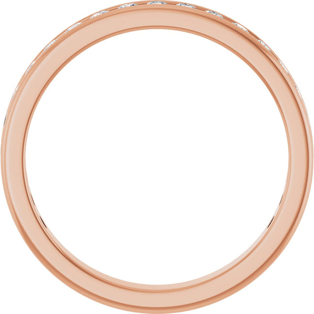 14K Gold Round Natural Diamond Channel-Set Anniversary Band – 1.7 mm Stones - Rose Gold - view 2