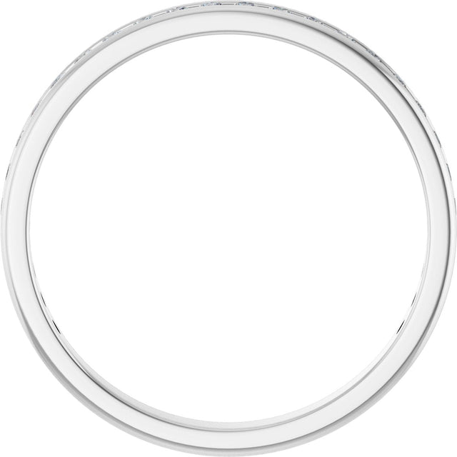 14K Gold Round Natural Diamond Channel-Set Anniversary Band – 1.5 mm Stones - White Gold - view 2