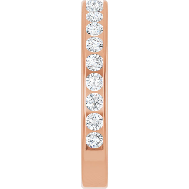14K Gold Round Natural Diamond Channel-Set Anniversary Band – 2.25 mm Stones - Rose Gold - view 4