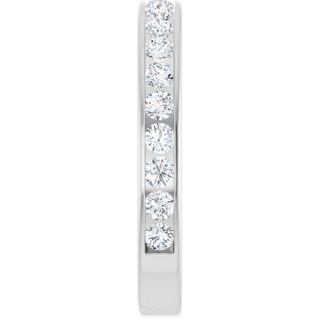 14K Gold Round Natural Diamond Channel-Set Anniversary Band – 2.25 mm Stones - White Gold - view 4