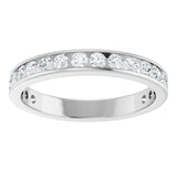 14K Gold Round Natural Diamond Channel-Set Anniversary Band – 2.25 mm Stones - White Gold - view 3