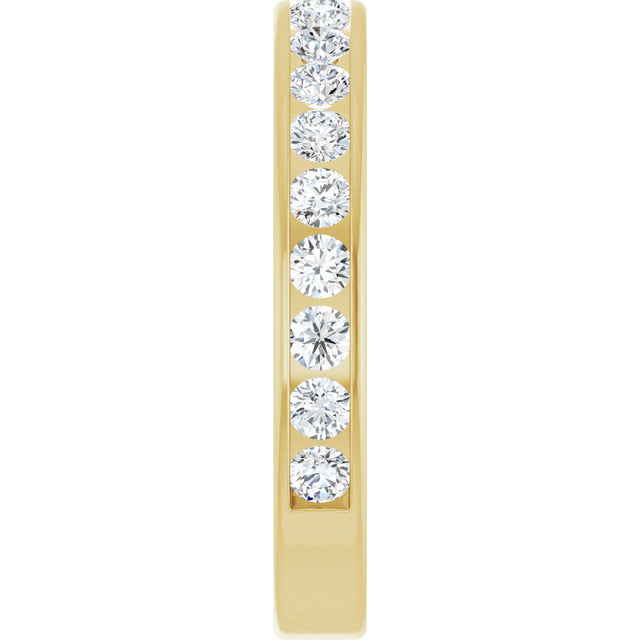 14K Gold Round Natural Diamond Channel-Set Anniversary Band – 2.25 mm Stones - Yellow Gold - view 4