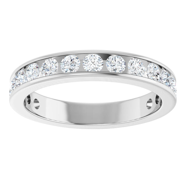 14K Gold Round Natural Diamond Channel-Set Anniversary Band – 2.5 mm Stones - White Gold - view 3