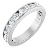 14K Gold Round Natural Diamond Channel-Set Anniversary Band – 3 mm Stones - White Gold