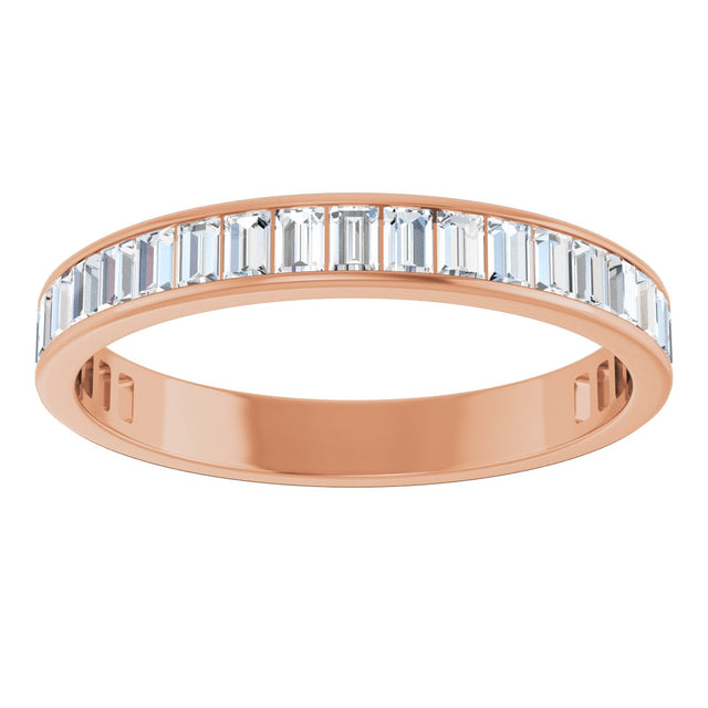 14K Gold Straight Baguette Natural Diamond Channel-Set Anniversary Band – 3x2 mm Stones - Rose Gold - view 3