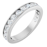 14K Gold Round Natural Diamond Channel-Set Anniversary Band – 2.5 mm Stones - White Gold