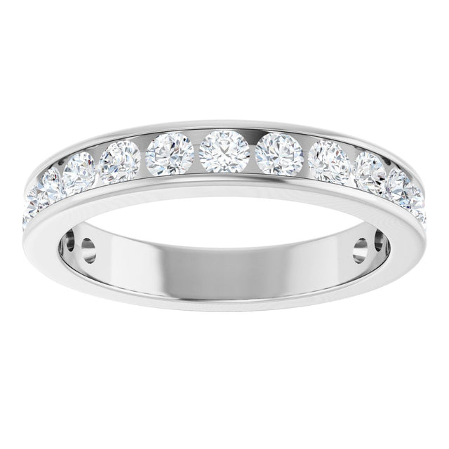 14K Gold Round Lab-Grown Diamond Channel-Set Anniversary Band – 2.5 mm Stones - White Gold - view 3