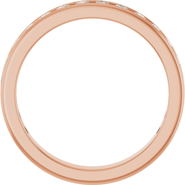 14K Gold Round Lab-Grown Diamond Channel-Set Anniversary Band – 2 mm Stones - Rose Gold - view 2