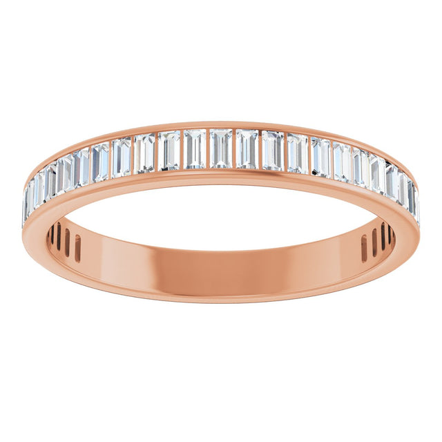 10K Gold Straight Baguette Lab-Grown Diamond Channel-Set Anniversary Band – 3x1.5 mm Stones (1 3/8–1 1/2 CTW) - Rose Gold - view 3