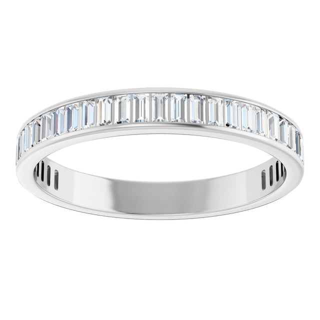 10K Gold Straight Baguette Natural Diamond Channel-Set Anniversary Band – 1 1/5–1 1/4 CTW - White Gold - view 3