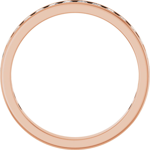 14K Gold Round Lab-Grown Diamond Channel-Set Anniversary Band – 3 mm Stones (1 7/8–2 CTW) - Rose Gold - view 2