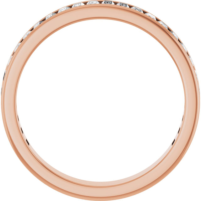 14K Gold Straight Baguette Lab-Grown Diamond Channel-Set Anniversary Band – 3x1.5 mm Stones - Rose Gold - view 2
