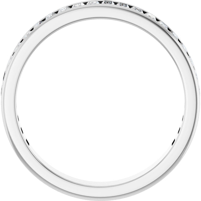 14K Gold Straight Baguette Natural Diamond Channel-Set Anniversary Band – 3x1.5 mm Stones - White Gold - view 2