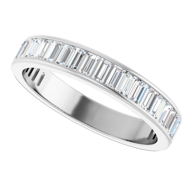 14K Gold Straight Baguette Lab-Grown Diamond Channel-Set Anniversary Band – 3x1.5 mm Stones - White Gold - view 5