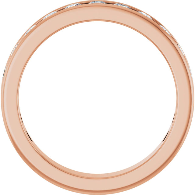 14K Gold Round Natural Diamond Channel-Set Anniversary Band – 2.5 mm Stones - Rose Gold - view 2