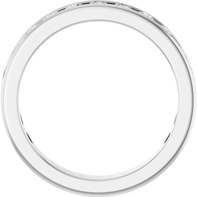 14K Gold Round Natural Diamond Channel-Set Anniversary Band – 2.5 mm Stones - White Gold - view 2