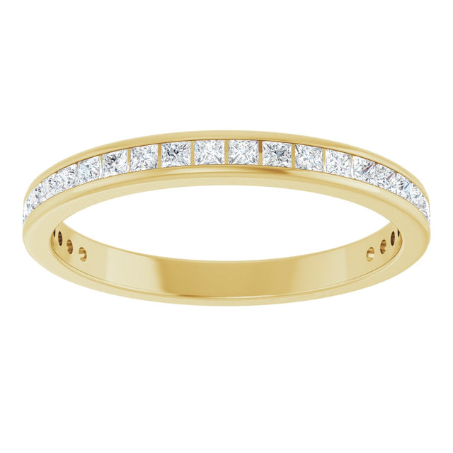 10K Gold Square Natural Diamond Channel-Set Anniversary Band – 3/4 CTW - Yellow Gold - view 3