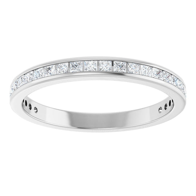 10K Gold Square Natural Diamond Channel-Set Anniversary Band – 1/2 CTW - White Gold - view 3