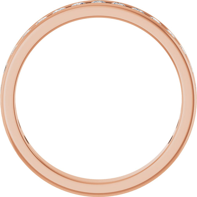 14K Gold Round Lab-Grown Diamond Channel-Set Anniversary Band – 2.25 mm Stones - Rose Gold - view 2
