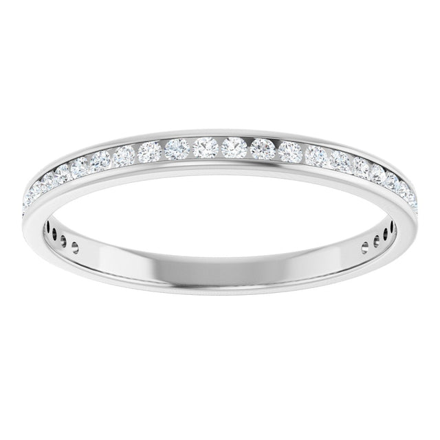 14K Gold Round Lab-Grown Diamond Channel-Set Anniversary Band – 1.5 mm Stones (1/2 CTW) - White Gold - view 3