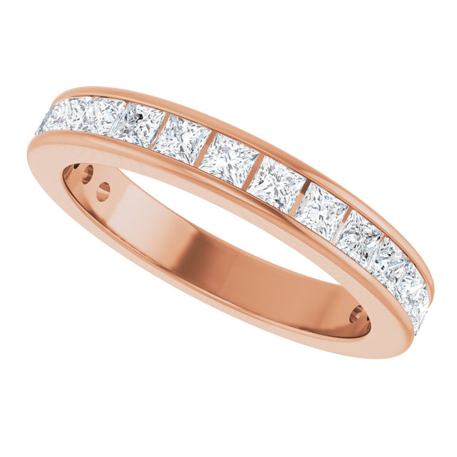 14K Gold Square Lab-Grown Diamond Channel-Set Anniversary Band – 2x2 mm Stones - Rose Gold - view 5