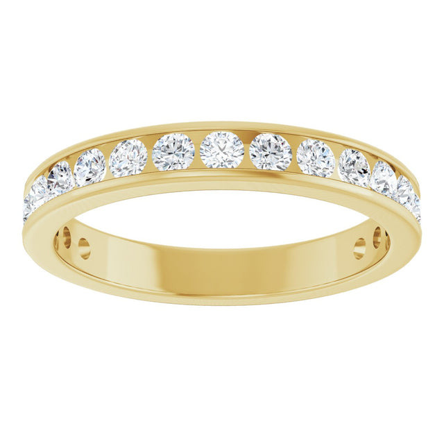 14K Gold Round Lab-Grown Diamond Channel-Set Anniversary Band – 2.25 mm Stones - Yellow Gold - view 3