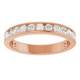 14K Gold Round Natural Diamond Channel-Set Anniversary Band – 2.25 mm Stones - Rose Gold - view 3