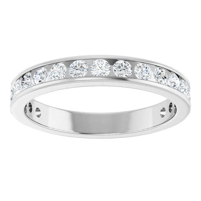 14K Gold Round Lab-Grown Diamond Channel-Set Anniversary Band – 2.25 mm Stones - White Gold - view 3