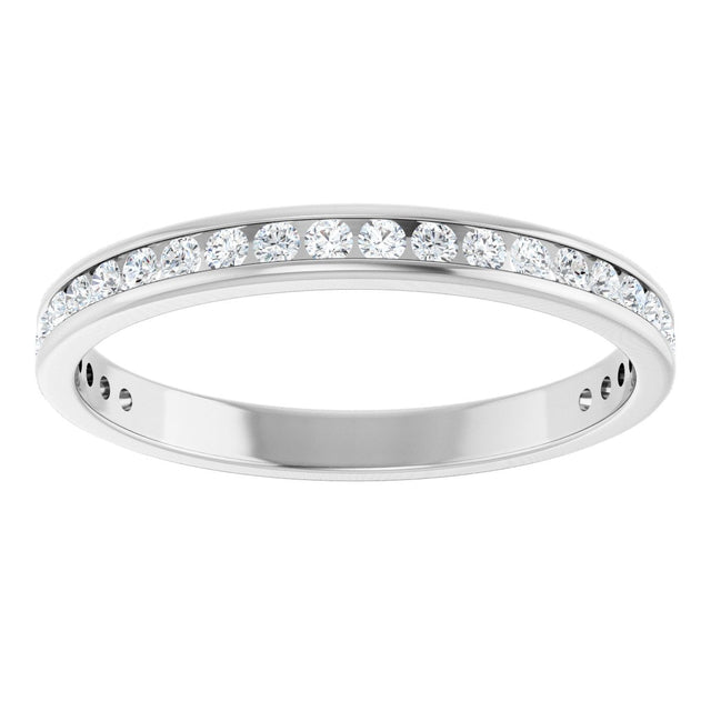 14K Gold Round Natural Diamond Channel-Set Anniversary Band – 1.5 mm Stones - White Gold - view 3