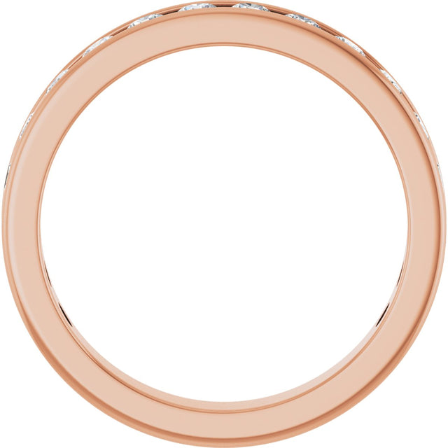 14K Gold Round Natural Diamond Channel-Set Anniversary Band – 2.5 mm Stones - Rose Gold - view 2