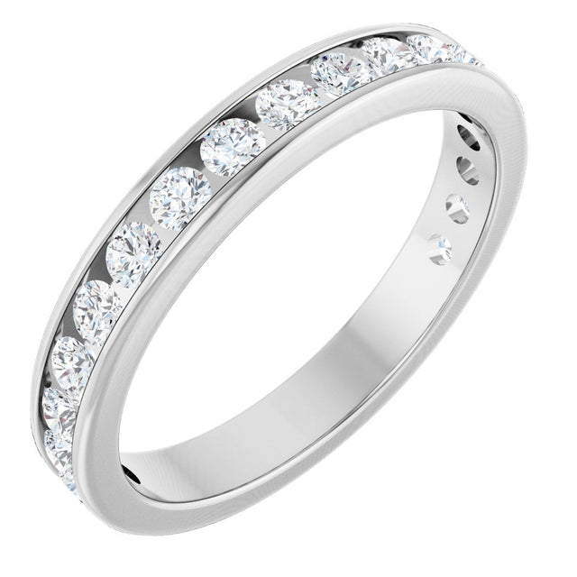14K Gold Round Lab-Grown Diamond Channel-Set Anniversary Band – 2.25 mm Stones - White Gold