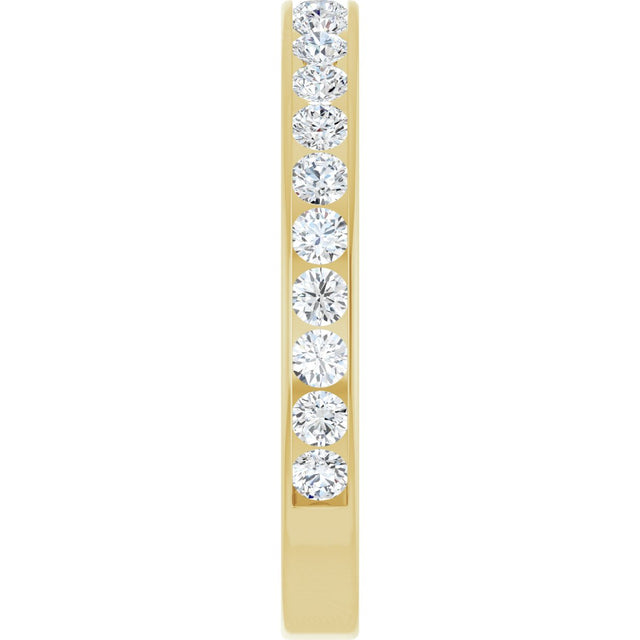 14K Gold Round Natural Diamond Channel-Set Anniversary Band – 3 mm Stones (1 7/8–2 CTW) - Yellow Gold - view 4
