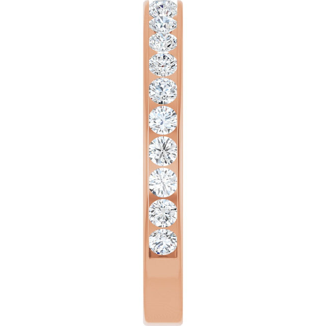 14K Gold Round Natural Diamond Channel-Set Anniversary Band – 3 mm Stones (1 7/8–2 CTW) - Rose Gold - view 4