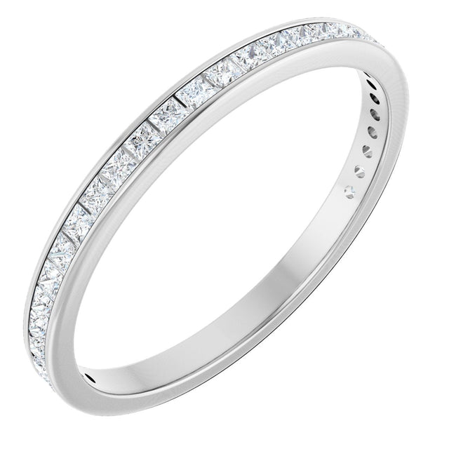 14K Gold Square Lab-Grown Diamond Channel-Set Anniversary Band – 2x2 mm Stones (1 3/8 CTW) - White Gold
