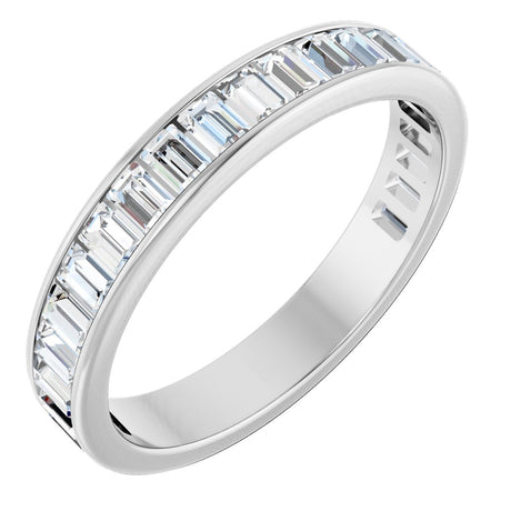 14K Gold Straight Baguette Lab-Grown Diamond Channel-Set Anniversary Band – 3x2 mm Stones - White Gold