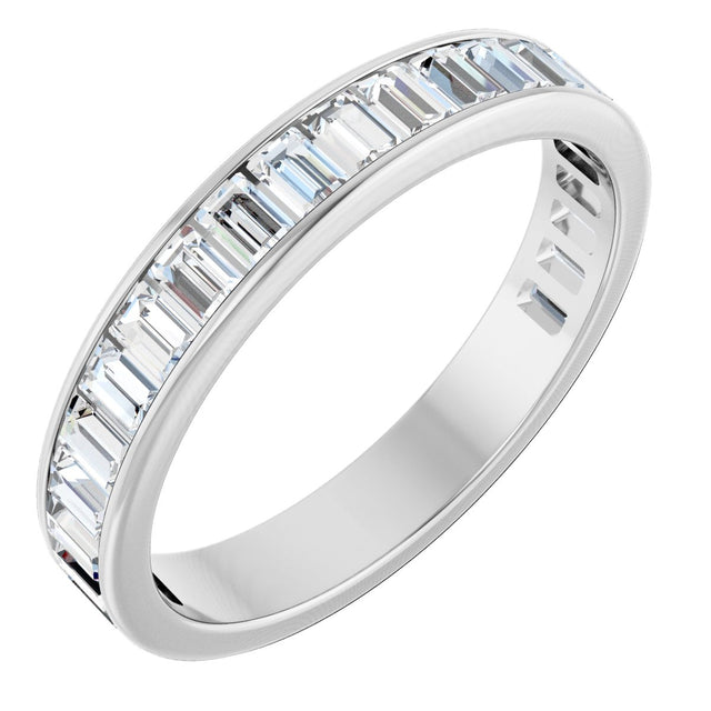 14K Gold Straight Baguette Natural Diamond Channel-Set Anniversary Band – 3x2 mm Stones - White Gold