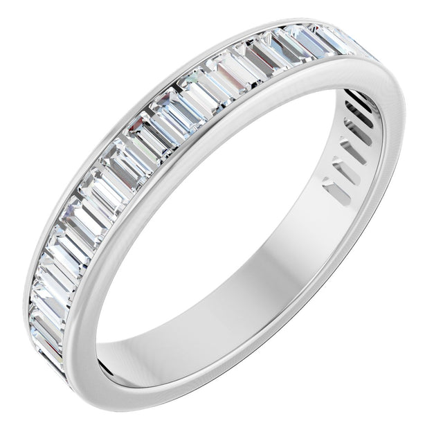 14K Gold Straight Baguette Lab-Grown Diamond Channel-Set Anniversary Band – 3x1.5 mm Stones - White Gold