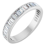 14K Gold Straight Baguette Natural Diamond Channel-Set Anniversary Band – 3x1.5 mm Stones - White Gold