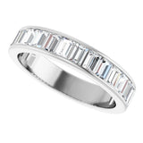14K Gold Straight Baguette Natural Diamond Channel-Set Anniversary Band – 3x2 mm Stones - White Gold - view 5
