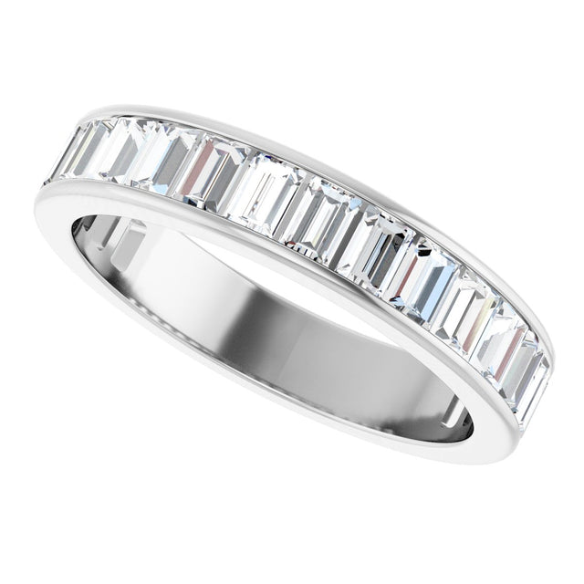14K Gold Straight Baguette Lab-Grown Diamond Channel-Set Anniversary Band – 3x2 mm Stones - White Gold - view 5