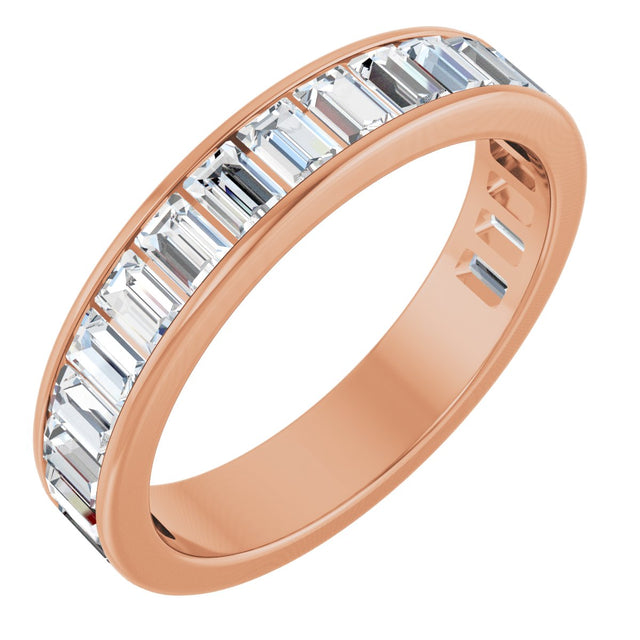 14K Gold Straight Baguette Lab-Grown Diamond Channel-Set Anniversary Band – 3x2 mm Stones - Rose Gold