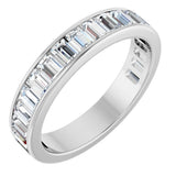 14K Gold Straight Baguette Lab-Grown Diamond Channel-Set Anniversary Band – 3x2 mm Stones - White Gold