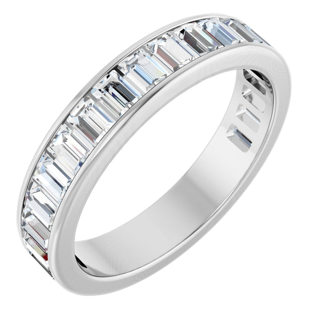 14K Gold Straight Baguette Lab-Grown Diamond Channel-Set Anniversary Band – 3x2 mm Stones - White Gold
