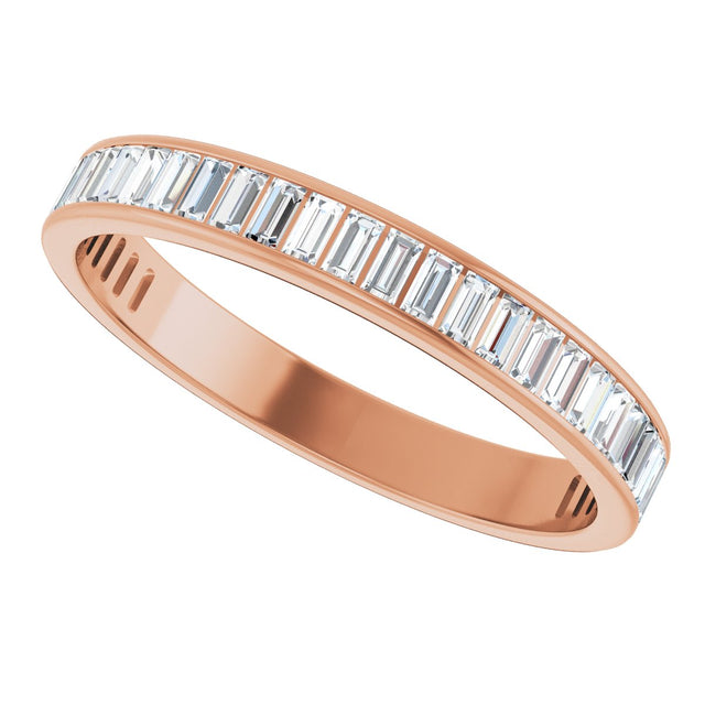 10K Gold Straight Baguette Lab-Grown Diamond Channel-Set Anniversary Band – 3x1.5 mm Stones (1 3/8–1 1/2 CTW) - Rose Gold - view 5